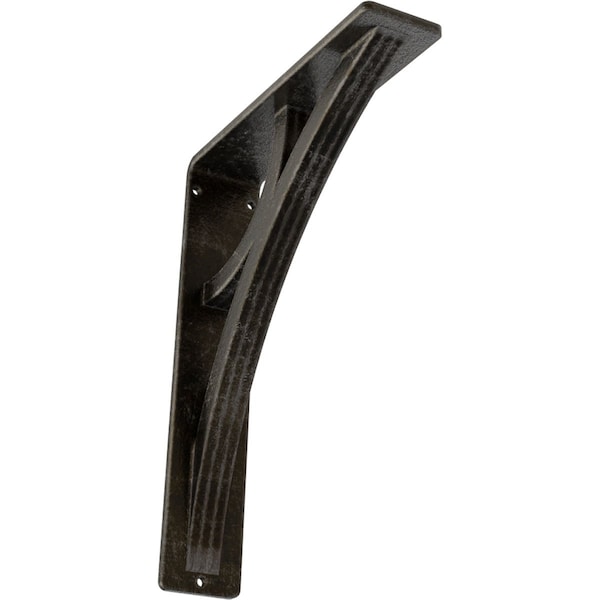 Ekena Millwork Galveston Wrought Iron Bracket, (Triple center brace), Antiqued Warm Silver 2"W x 7 1/2"D x 10"H BKTM02X07X10TGLAWS - main